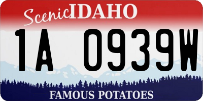 ID license plate 1A0939W