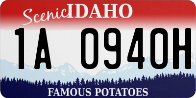 ID license plate 1A0940H