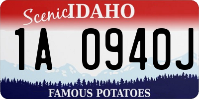 ID license plate 1A0940J