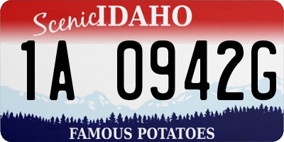 ID license plate 1A0942G