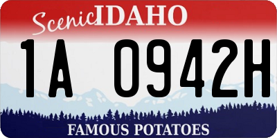 ID license plate 1A0942H