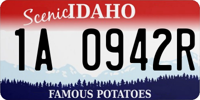 ID license plate 1A0942R