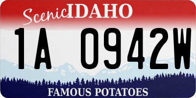 ID license plate 1A0942W