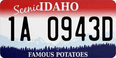 ID license plate 1A0943D