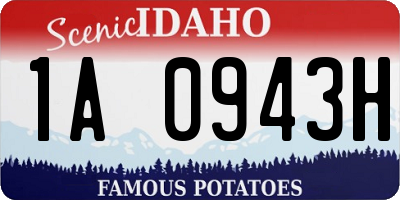 ID license plate 1A0943H