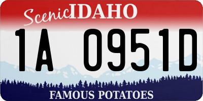 ID license plate 1A0951D