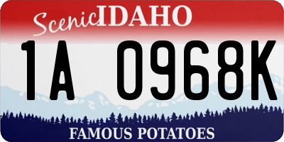 ID license plate 1A0968K