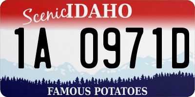 ID license plate 1A0971D