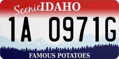 ID license plate 1A0971G