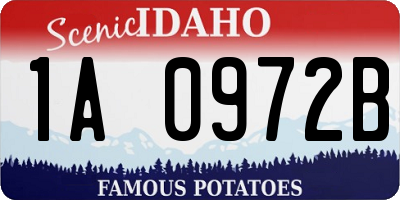 ID license plate 1A0972B