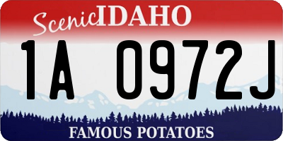ID license plate 1A0972J