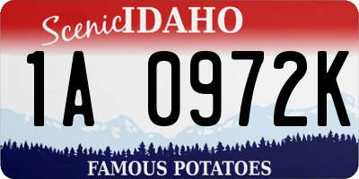ID license plate 1A0972K