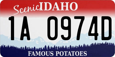 ID license plate 1A0974D