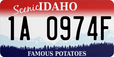 ID license plate 1A0974F
