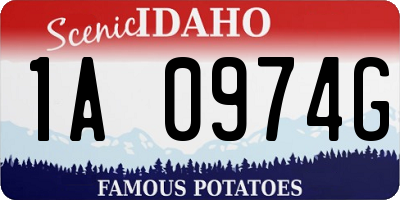ID license plate 1A0974G