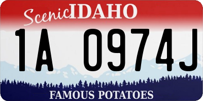 ID license plate 1A0974J