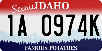 ID license plate 1A0974K