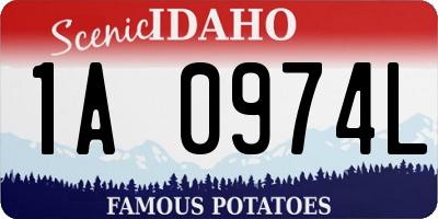 ID license plate 1A0974L