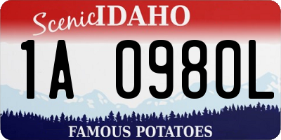 ID license plate 1A0980L