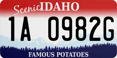 ID license plate 1A0982G