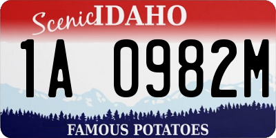 ID license plate 1A0982M