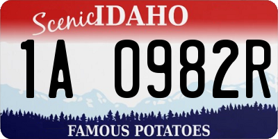ID license plate 1A0982R