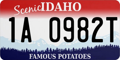 ID license plate 1A0982T