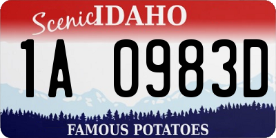 ID license plate 1A0983D