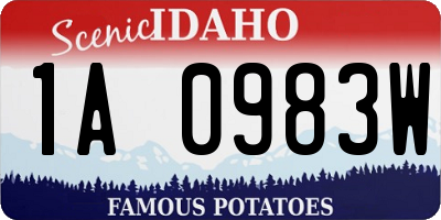 ID license plate 1A0983W
