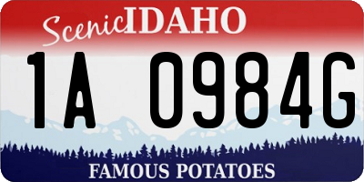 ID license plate 1A0984G