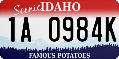 ID license plate 1A0984K