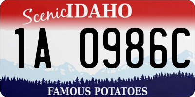 ID license plate 1A0986C