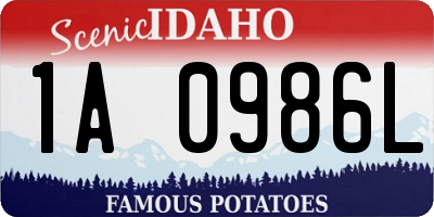 ID license plate 1A0986L