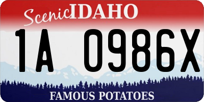 ID license plate 1A0986X
