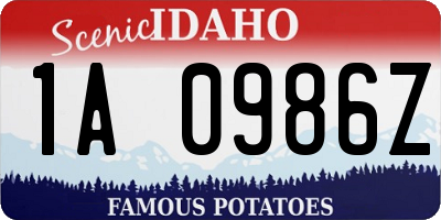 ID license plate 1A0986Z