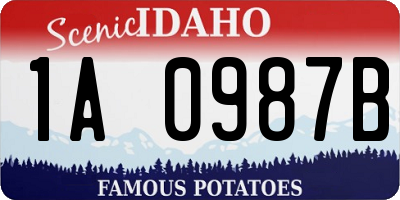 ID license plate 1A0987B