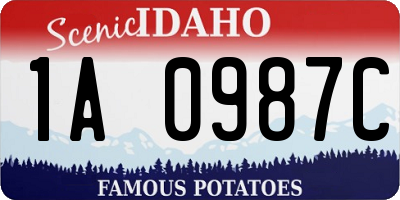 ID license plate 1A0987C