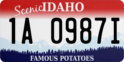 ID license plate 1A0987I