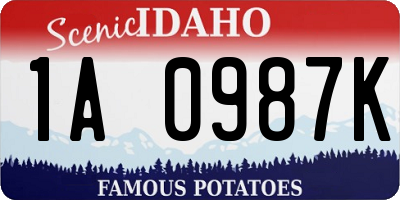ID license plate 1A0987K