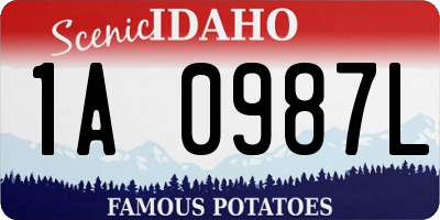 ID license plate 1A0987L