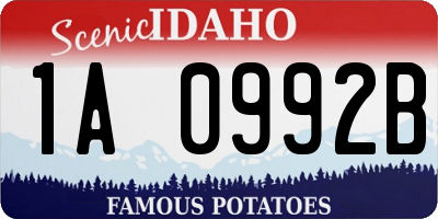 ID license plate 1A0992B