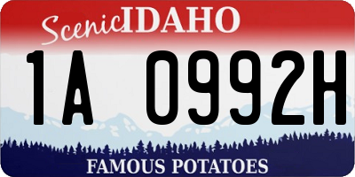 ID license plate 1A0992H