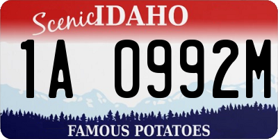 ID license plate 1A0992M