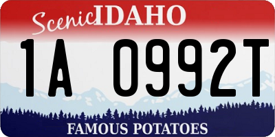 ID license plate 1A0992T