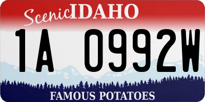 ID license plate 1A0992W