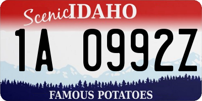 ID license plate 1A0992Z