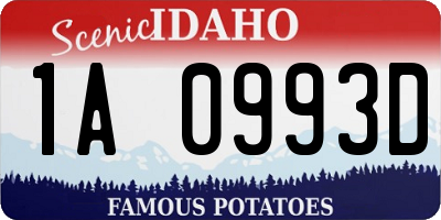 ID license plate 1A0993D