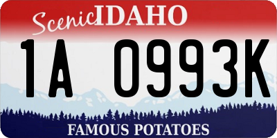 ID license plate 1A0993K