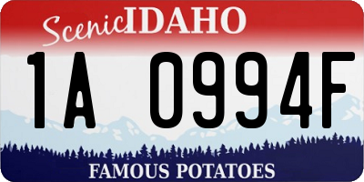 ID license plate 1A0994F