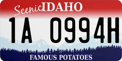 ID license plate 1A0994H